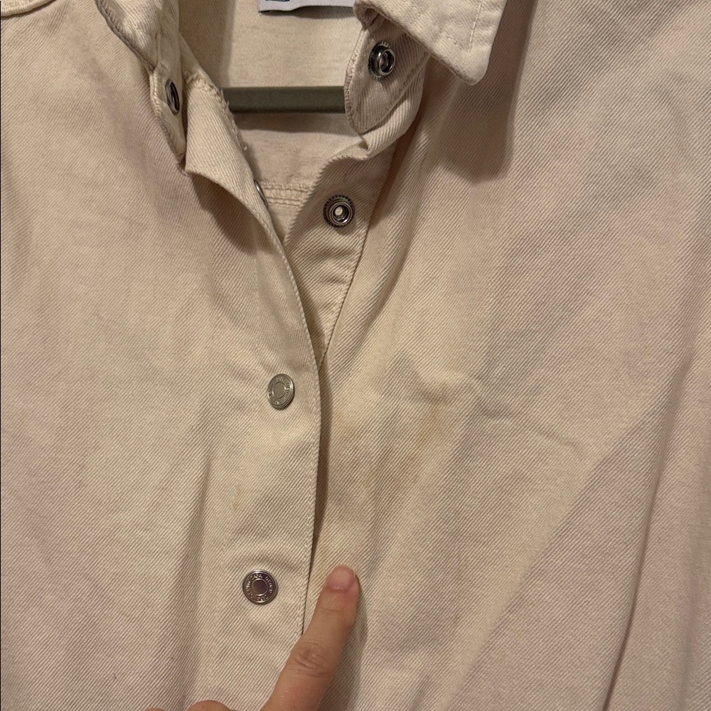Zara Cream Button-Up Romper - Picture 3 of 3